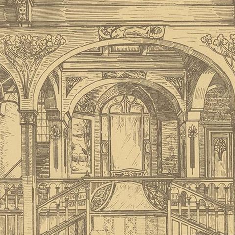 Pl. 1 Antique Print of a Hall Design by Kramer 'circa 1910', close-up 2