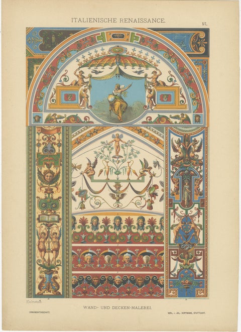 Triptych of Italian Renaissance Artistic Designs, Published in 1887, view 4