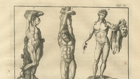Antique Roman Statues & Medals Plate, Montfaucon, Antiquity Explained, 1721, close-up 1