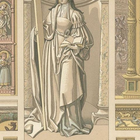 Pl. 81 Print of Renaissance Architectural & Figural by Racinet, circa 1890, close-up 1