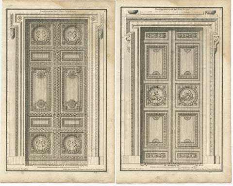 Set of Two Antique Archicture Prints of Portico Designs by Neufforge, circa 1770, view 4
