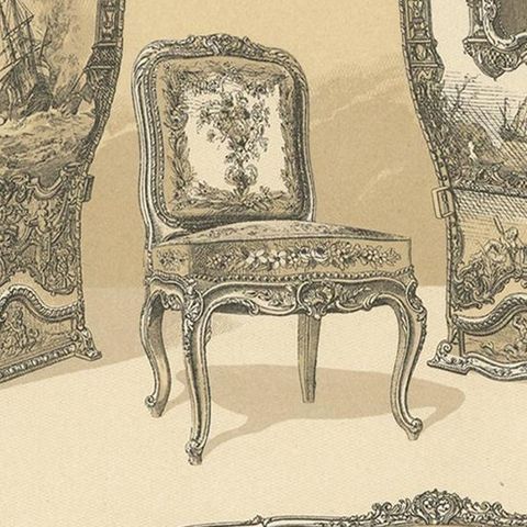 Pl. 109 Antique Print of European XVIIIth Century Furniture by Racinet, close-up 2