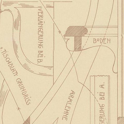 Antique Print of Furniture Details by Kramer, circa 1910, close-up 2