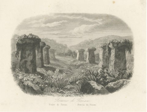 Small Antique Print of Ruins of Ancient Columns on Tinian Island, view 2