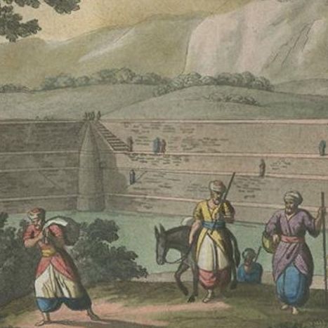 Antique Print of the Reservoir of the Sealed Fountain by Ferrario '1831', close-up 1