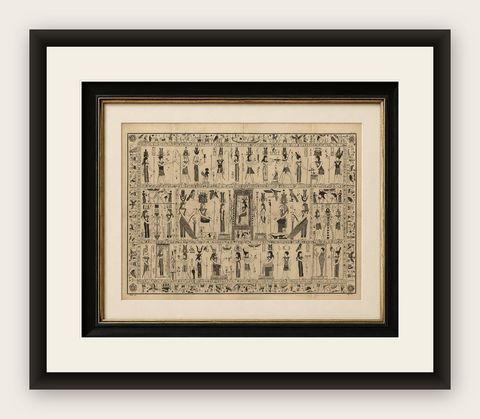 Bembine Tablet of Isis Engraving from Montfaucon Antiquity Explained, 1721, shown framed