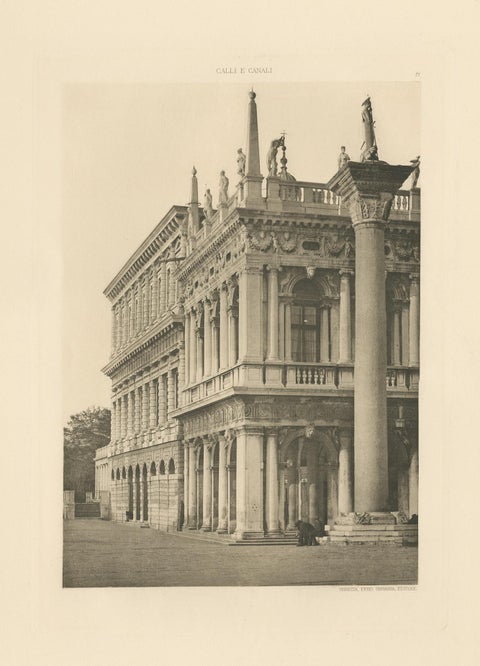 Pl. 21 Antique Print of the Column of San Todaro in Venice, circa 1890, view 3