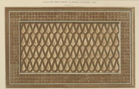 Antique Ottoman Wooden Ceiling Design Print, Yenişehir, Anatolia, Published 1924, close-up 2