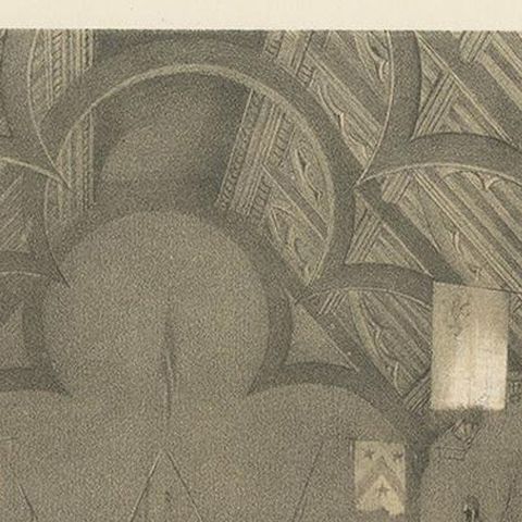 Antique Print of the Great Hall of Athelhampton House by Nash, circa 1870, close-up 1