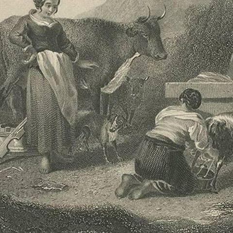 Antique Print of the Wayside Fountain by F. Humphrys, circa 1880, close-up 2