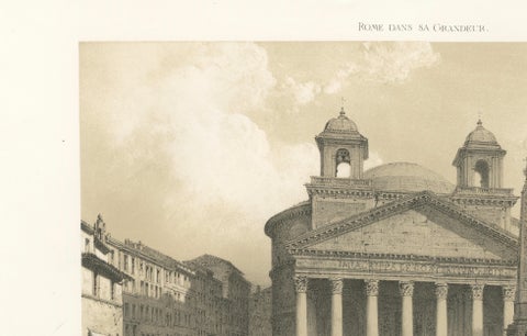The Pantheon and Piazza della Rotonda, Rome, Benoist 1869 Lithograph, close-up 6