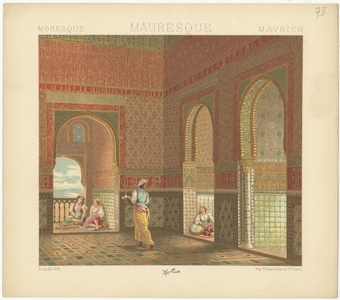 Pl. 78 Antique Print of Mavrich Interior by Racinet, 'circa 1880', view 3
