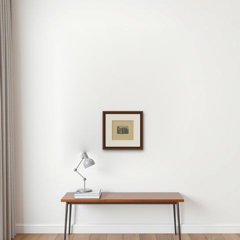 Antique Print of the Former Altena Castle near Delft, The Netherlands c.1750, shown framed on a wall, true to size