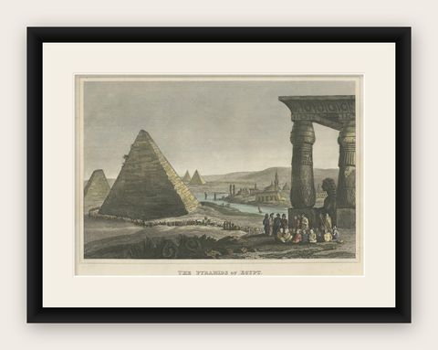 Timeless Majesty: The Pyramids of Egypt, A Rare 1828 Engraved Masterpiece, shown framed