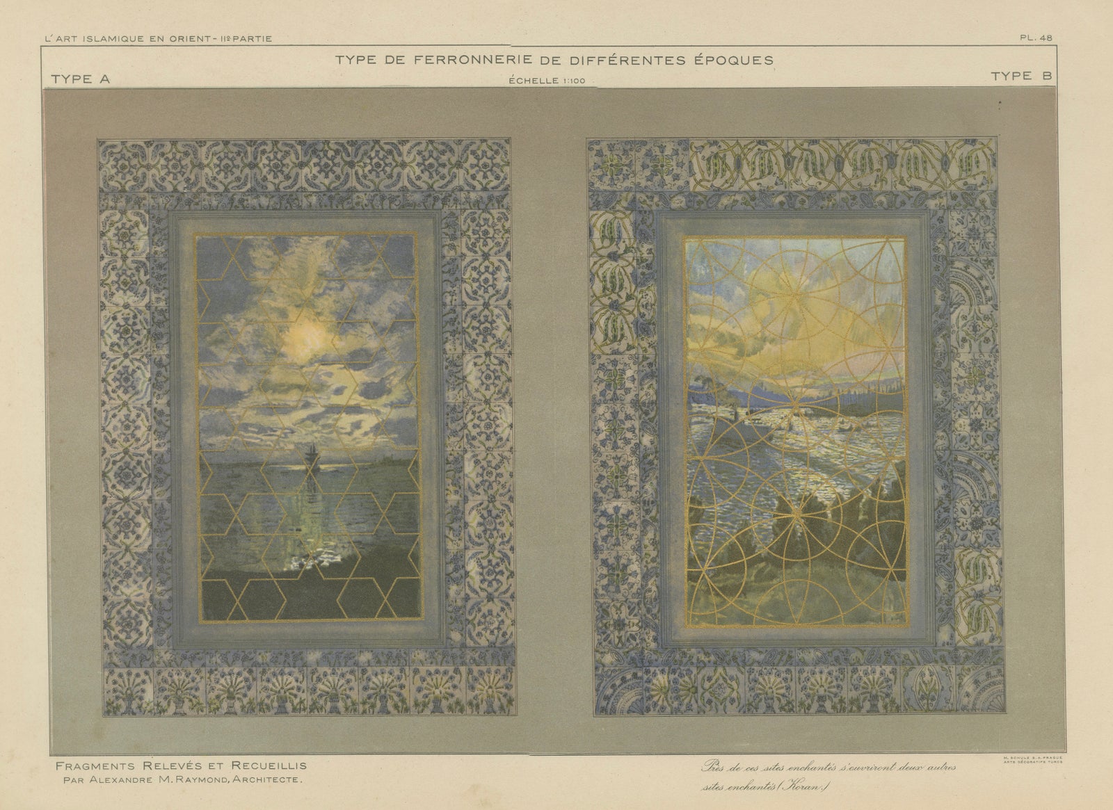 Antique Ottoman Window Grille Designs with Iznik Tile Surrounds, 1924