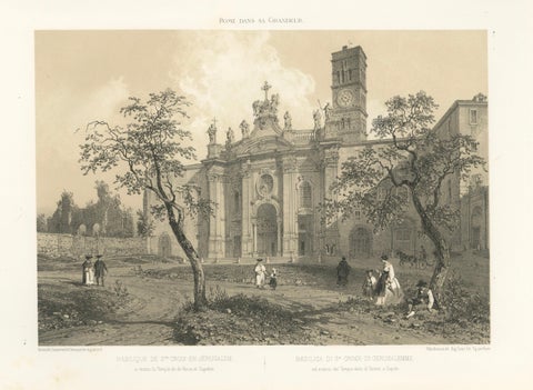 Basilica of Santa Croce in Gerusalemme, Rome, Benoist 1869 Lithograph, close-up 1