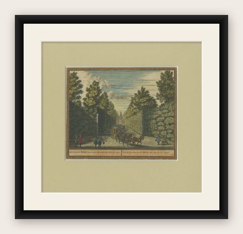 Old Print of Huis te Spijk, a former Castle and Estate, Velsen, the Netherlands, shown framed
