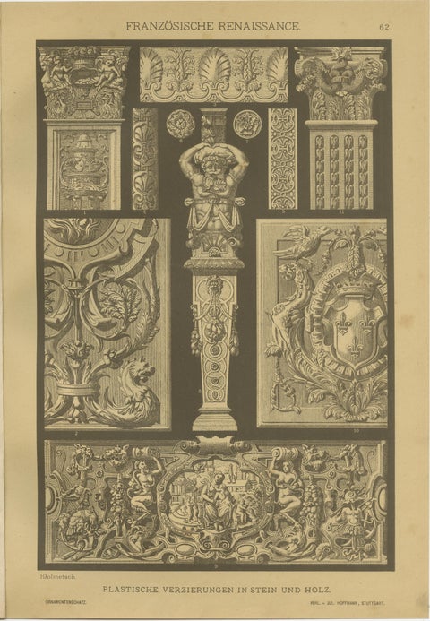 Set of 4 French Renaissance Prints by H. Dolmetsch from Ornamentenschatz, 1887, view 2