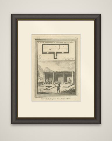 Antique Print of a Winter House in Greenland, 1768, shown framed