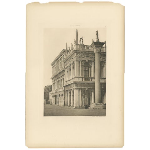 Pl. 21 Antique Print of the Column of San Todaro in Venice, circa 1890