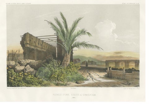 Antique Print of a Ruin in Concepción 'Chile' by D'Urville, circa 1850, view 2