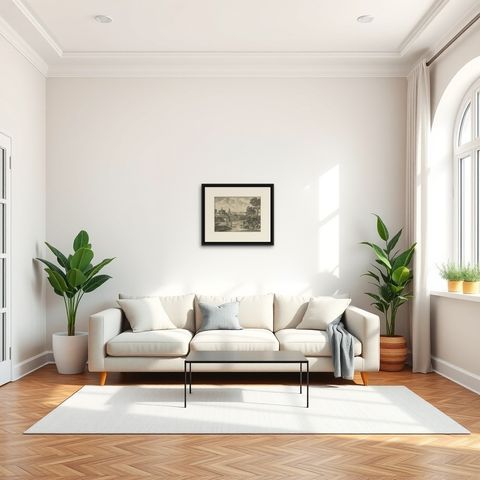 Antique Print of the Great Temple in Osaka, Japan, shown framed in a room, true to size