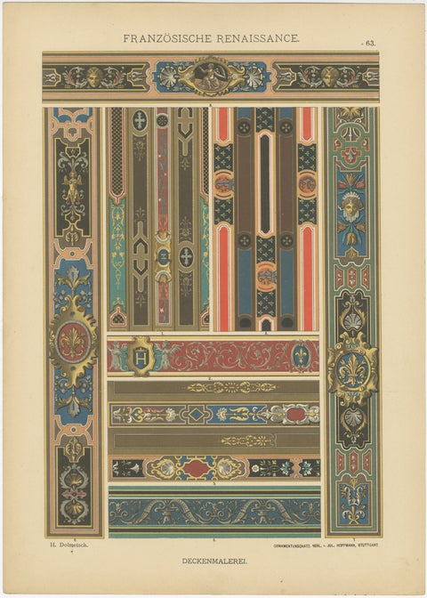 Grid of French Renaissance Artistic Designs, Published in 1887, view 6