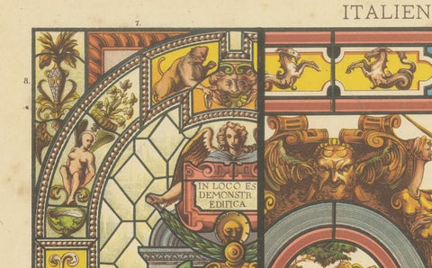 Italian Renaissance Stained Glass Artwork from Ornamentenschatz, 1887, close-up 5