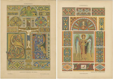 Romanesque Manuscript and Mural Art from Ornamentenschatz, 1887, view 4