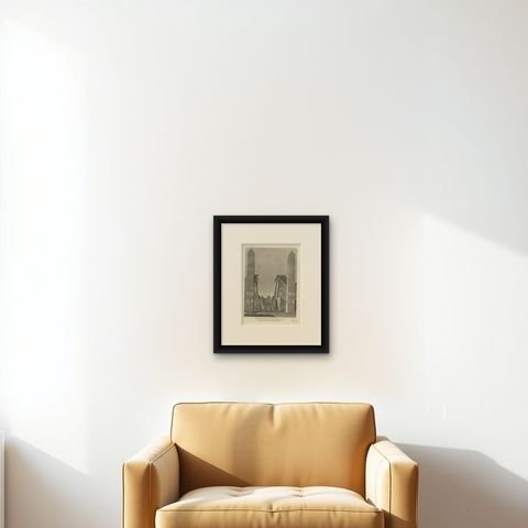 Echoes of Thebes: The Luxor Palace Ruins in Upper Egypt, 1801, shown framed on a wall, true to size