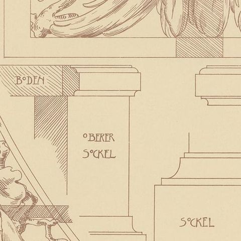 Pl. 78 Antique Print of Furniture Details by Kramer, circa 1910, close-up 2