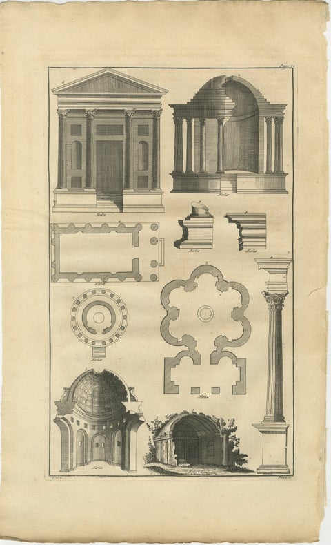 Antique Neoclassical Architecture Engraving by Montfaucon, 1721, view 2