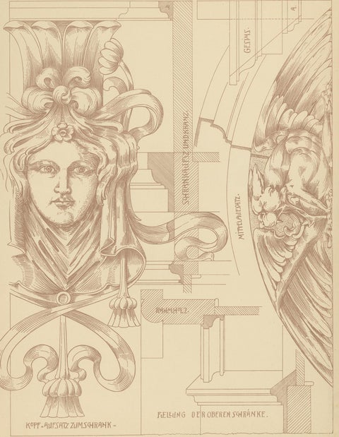 Pl. 35 Antique Print of Furniture Details by Kramer 'circa 1910', view 4