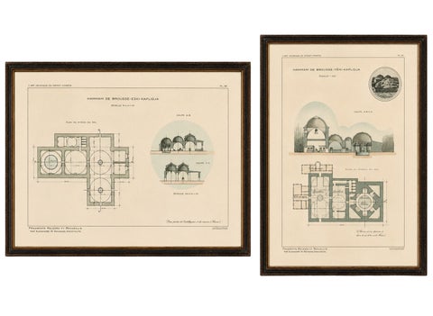 Pair of Ottoman Hammam Architectural Plans, Bursa Thermal Baths, Published 1924