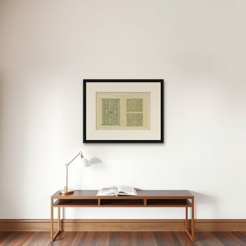 Antique Ottoman Madrasa Door & Calligraphy Print, İnegöl Bursa, Raymond 1924, shown framed on a wall, true to size