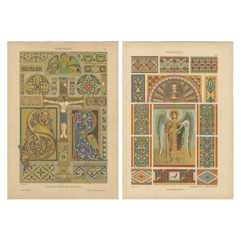 Romanesque Manuscript and Mural Art from Ornamentenschatz, 1887
