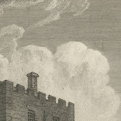 Engraving of Greystoke Castle, Penrith in the County of Cumbria, England, 1778, close-up 2