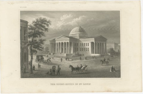 Antique View of the Old Courthouse in St. Louis Missouri, ca. 1850, view 2