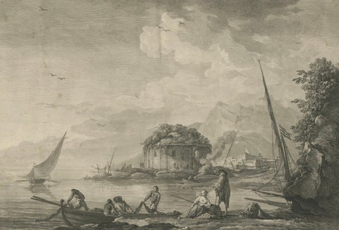 Neapolitan Ruins, Antique Engraved View of the Temple of Venus, Nisida, 1761, close-up 4