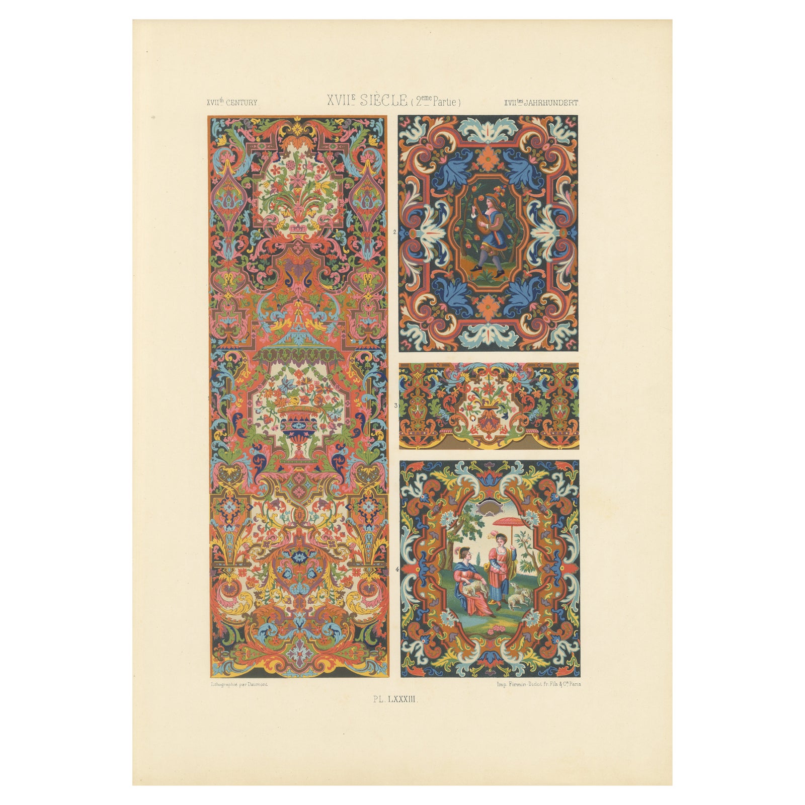 Baroque and Pastoral Motifs, Decorative Panels, Plate LXXXIII, ca.1869
