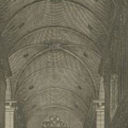 Antique Original Engraving of the Interior of the 'Westerkerk', Amsterdam, 1765, close-up 1