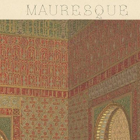 Pl. 78 Antique Print of Mavrich Interior by Racinet, 'circa 1880', close-up 1