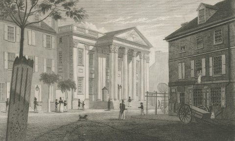 Antique Philadelphia View, Girard’s Bank, Neoclassical Architecture, 1855, close-up 2