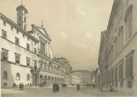 Rome Piazza Santi Apostoli, Grand Architectural View, Benoist 1869, close-up 2