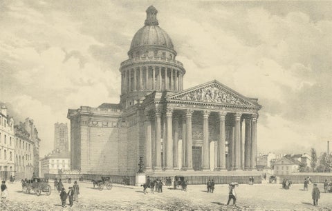 Decorative Engraved Panthéon Paris in the 1800s by Bry & Benoist, close-up 5