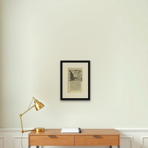 Antique Print of the Central Court of Batavia Castle by Valentijn '1726', shown framed on a wall, true to size