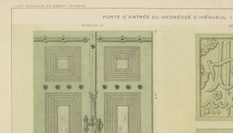 Antique Ottoman Madrasa Door & Calligraphy Print, İnegöl Bursa, Raymond 1924, close-up 3