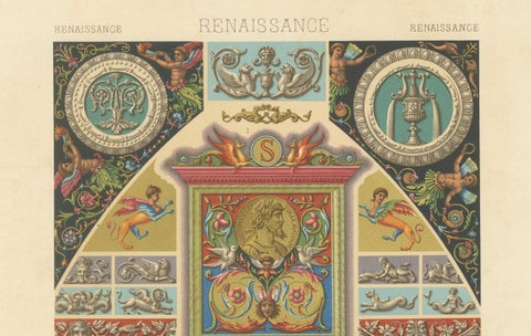 Renaissance Medallions & Mythological Grotesques, Classical Ornament, 1869, close-up 2