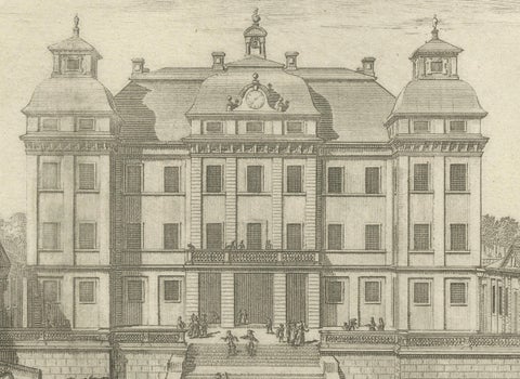 Baroque Opulence: The Eastern View of SIQVO Palace in Swidde's 1696 Engraving, close-up 1