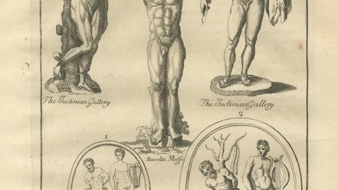 Antique Roman Statues & Medals Plate, Montfaucon, Antiquity Explained, 1721, close-up 2